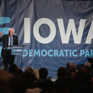 Le sénateur démocrate Bernie Sanders lors de son allocution le 9 juin à Cedar Rapids, dans l'Iowa. [Getty Images/AFP - Scott Olson]