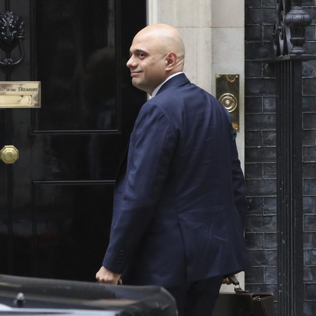 Le nouveau ministre des finances du Royaume-Uni, Sajid Javid, a annoncé que le budget du Trésor allait doubler en vue du Brexit. [PA via AP - Jonathan Brady]