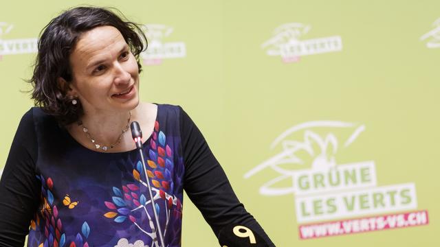 La cheffe de groupe des Vert·e·s valaisans Céline Dessimoz. [Keystone - Cyril Zingaro.]