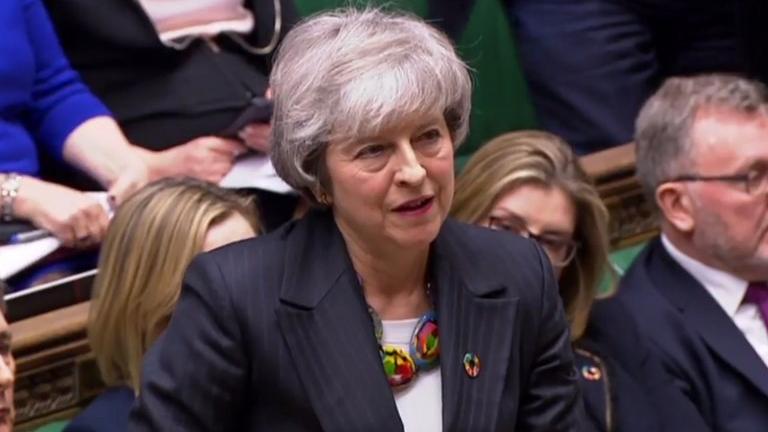 La Première ministre britannique Theresa May devant le Parlement le 12 février 2019. [AFP PHOTO / PRU]