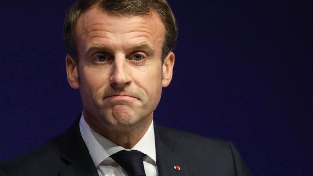 Emmanuel Macron craint pour la survivance de l'Union européenne. [Pool/EPA/Keystone - Ludovic Marin]