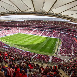Le stade Wanda Metropolitano en Espagne où 60000 spectateurs sont venus supporter les footballeuses. [Keystone - Alexamder Marin]