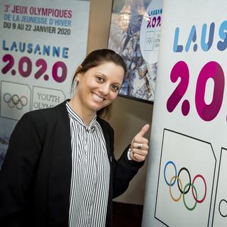 Virginie Faivre, nouvelle présidente des Jeux olympiques de la jeunesse Lausanne 2020. [Keystone - Jean-Christophe Bott]