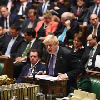 Le Premier ministre britannique Boris Johnson entend soumettre l'accord de Brexit au vote du Parlement de Westminster avant Noël. [Keystone - Jessica Taylor]