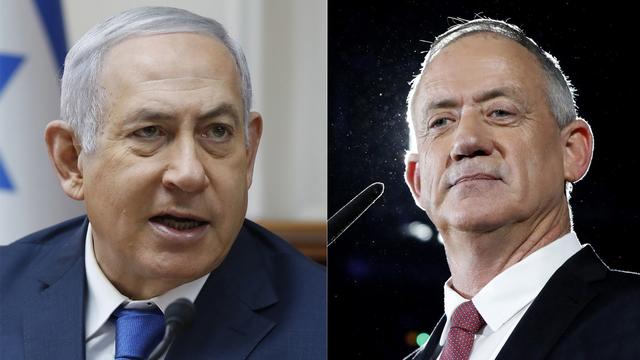 Benjamin Netanyahu et Benny Gantz. [EPA/Keystone - Abir Sultan]