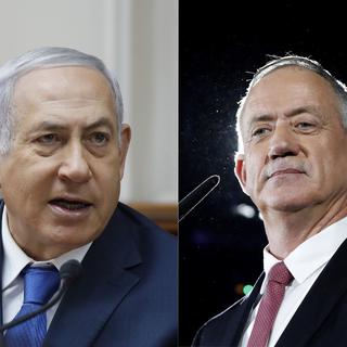 Benjamin Netanyahu et Benny Gantz. [EPA/Keystone - Abir Sultan]