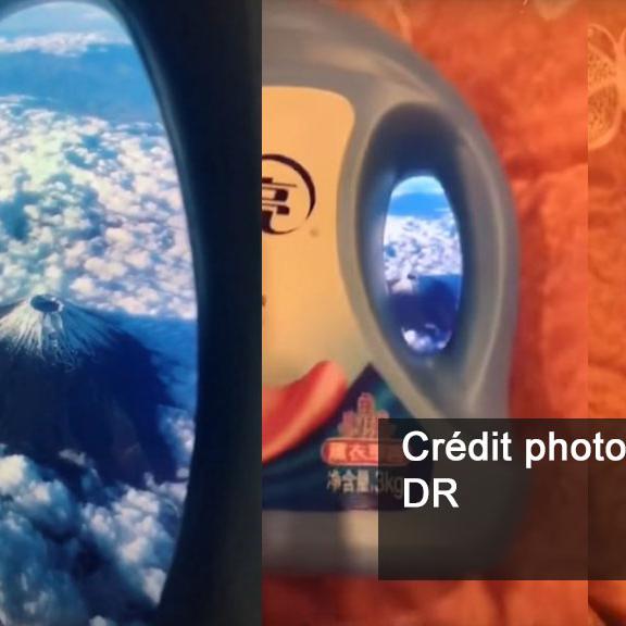 Les faux hublots des sédentaires, plusieurs captures vidéo du fake plane ride challenge. [Weibo - DR]