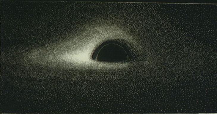 En 1979, l'astrophysicien Jean-Pierre Luminet est le premier à produire une image par ordinateur du disque d'accrétion d'un trou noir. [Jean-Pierre Luminet]