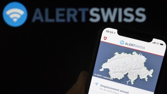 L'application "Alertswiss" de la Confédération. [Keystone - Anthony Anex]