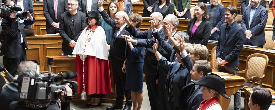 Le Conseil fédéral est réélu. [Keystone - Anthony Anex]