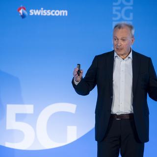 Urs Schaeppi, CEO de Swisscom, présente le réseau 5g de Swisscom [Keystone - Ennio Leanza]