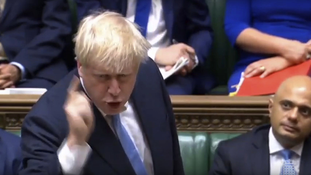 Boris Johnson lors de son intervention devant le Parlement britannique, 25.07.2019. [House of Commons/ASP/Keystone]