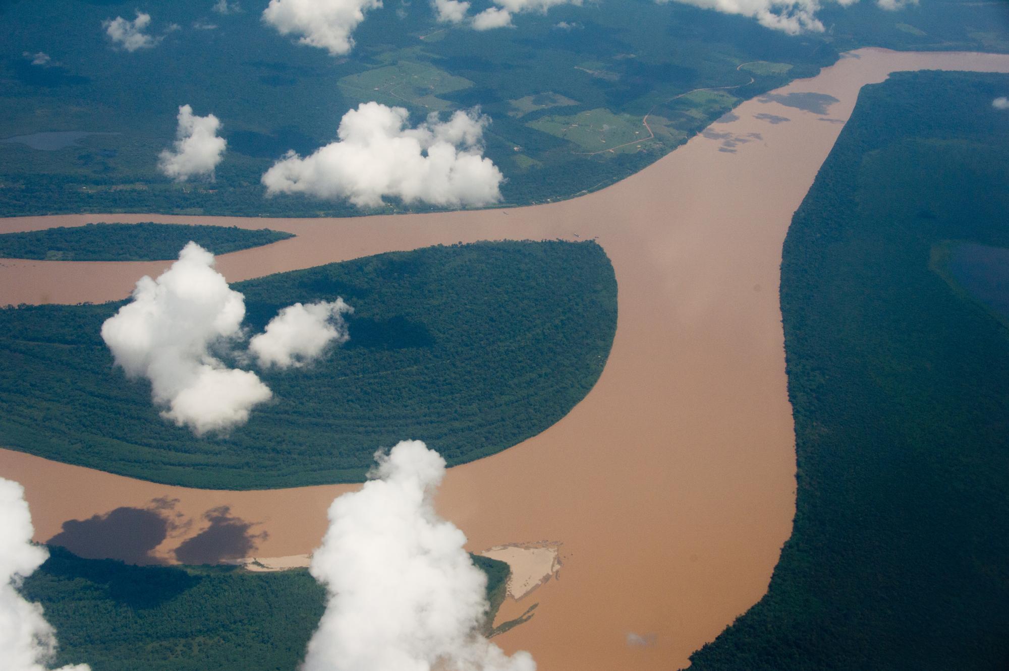 Une vue aérienne du fleuve Amazone. [AFP - Christophe Simon]