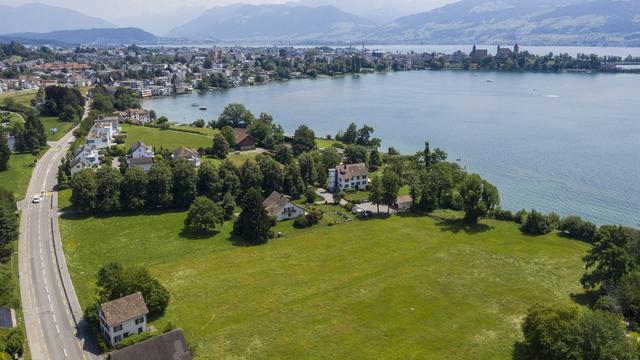 La parcelle presque vierge achetée par Roger Federer dans la baie de Kempraten (SG) sur la commune de Rapperswil-Jona. [Keystone - Ennio Leanza]