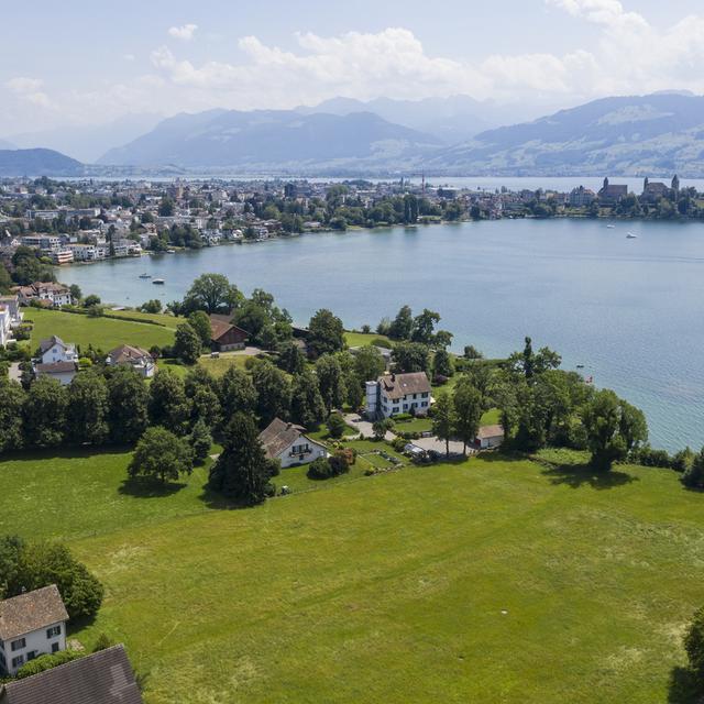 La parcelle presque vierge achetée par Roger Federer dans la baie de Kempraten (SG) sur la commune de Rapperswil-Jona. [Keystone - Ennio Leanza]