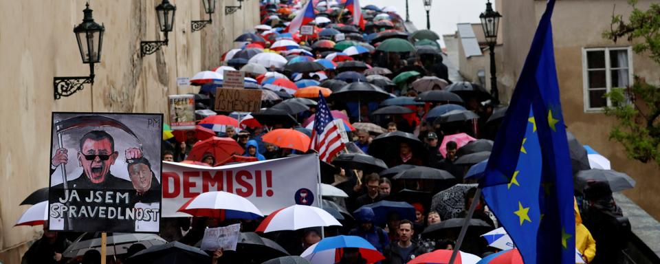 Manifestation contre le premier ministre Tchèque Andrej Babis. [Reuters - David W Cerny]