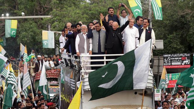 Plusieurs manifestations ont eu lieu au Pakistan, en soutien au Cachemire, jeudi 15.08.2019 (ici à Lahore). [EPA/Keystone - Rahat Dar]