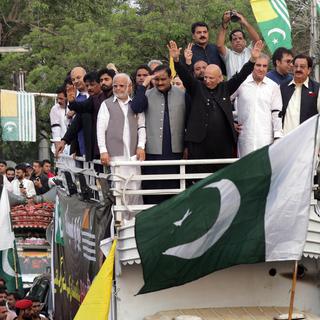 Plusieurs manifestations ont eu lieu au Pakistan, en soutien au Cachemire, jeudi 15.08.2019 (ici à Lahore). [EPA/Keystone - Rahat Dar]