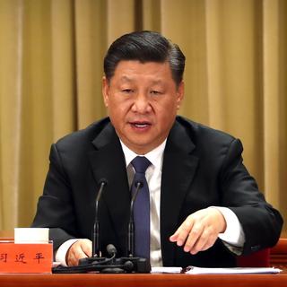 Le président chinois Xi Jinping durant son discours solennel sur Taïwan le 2 janvier. [Keystone - Mark Schiefelbein]