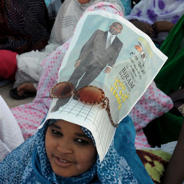 Portrait d'une partisane de Biram Dah Abeid pendant une manifestation. [AFP - Seyllou]