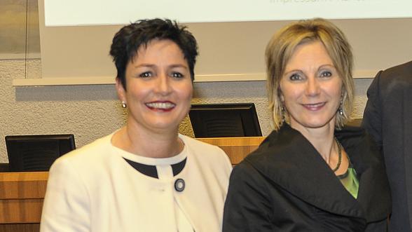 Daniela Schneeberger (PLR) et Maya Graf (Verts) sont en course pour le Conseil des Etats. [Keystone - Martin Toengi]