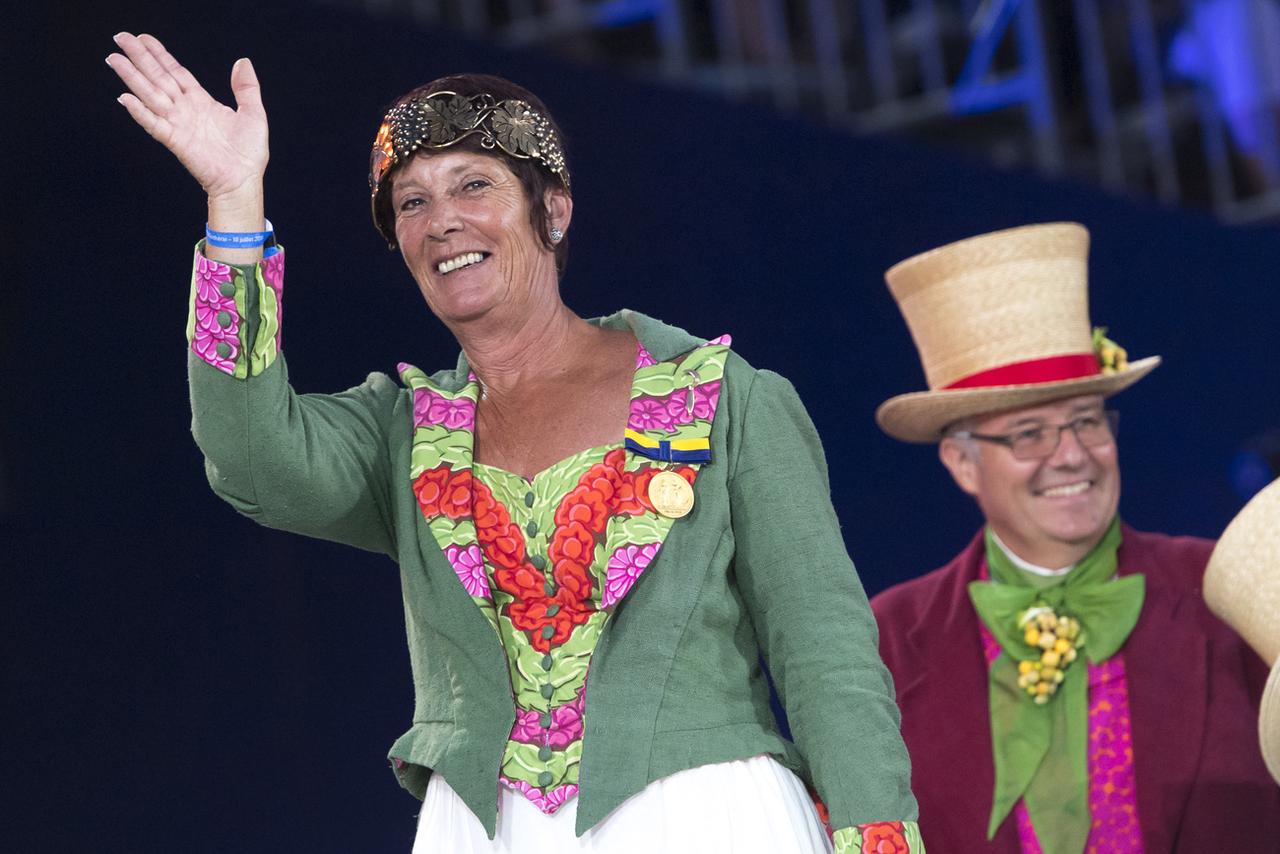 Corinne Buttet est la première femme à obtenir une médaille d'or à la Fête des Vignerons. [Keystone - Laurent Gillieron]