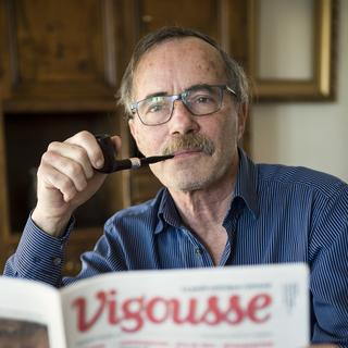 Vigousse, le petit satirique romand, fête ses dix ans en 2019. [Keystone - Jean-Christophe Bott]