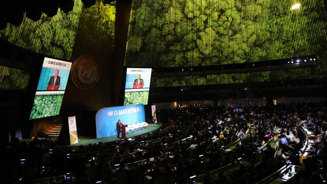 Le secrétaire général de l'ONU Antonio Guterres à l'ouverture du sommet sur le climat à New York. [AFP - Spencer Platt/Getty Images]