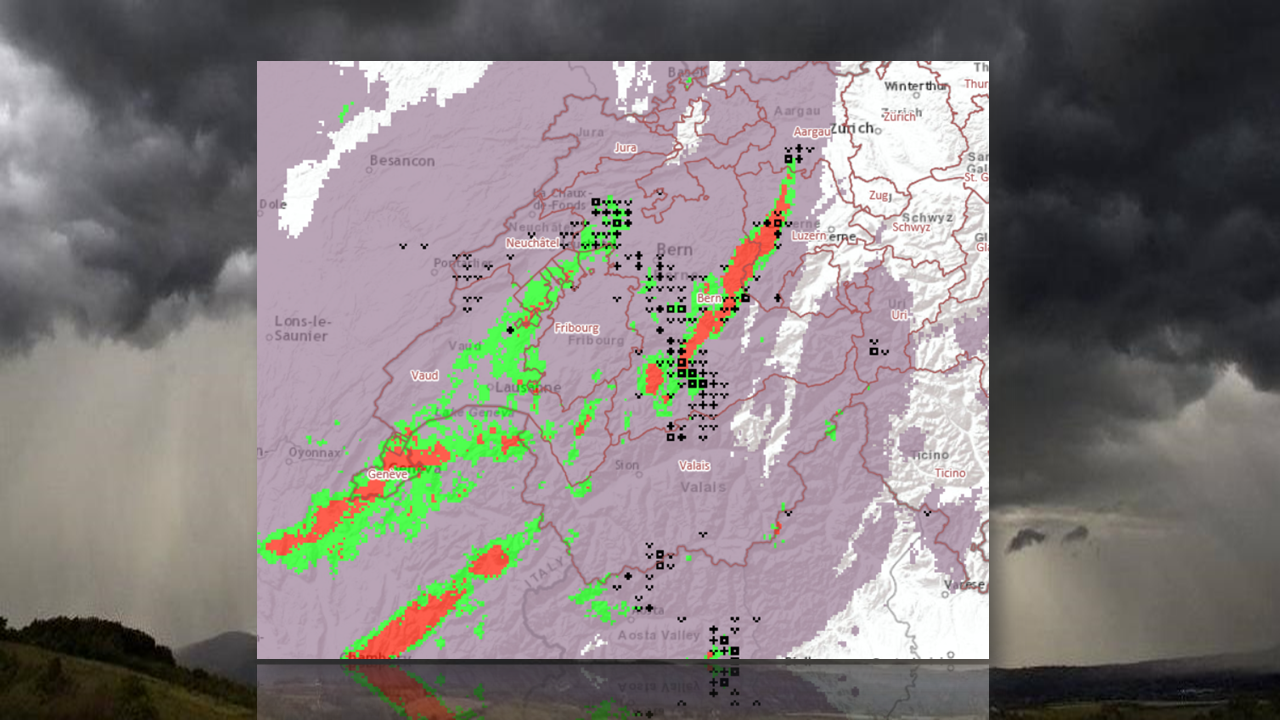 Zones touchées par la grêle le 15 juin 2019 [Meteosuisse]