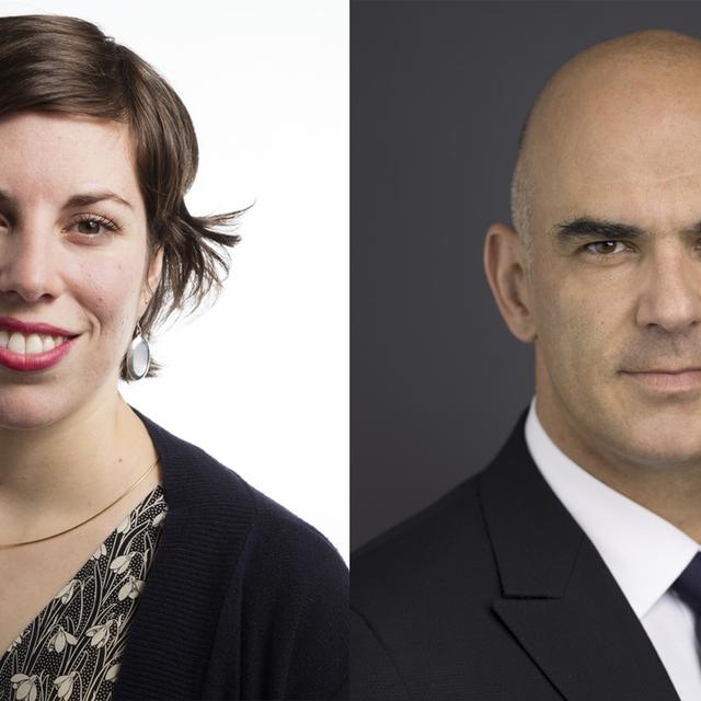 Lisa Mazzone et Alain Berset. [Keystone - Gaetan Bally]