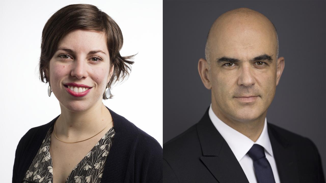 Lisa Mazzone et Alain Berset. [Keystone - Gaetan Bally]