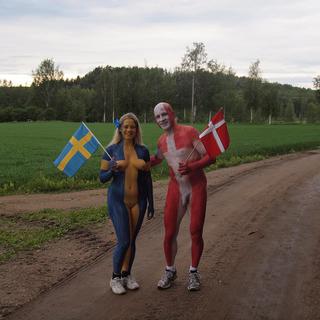 Body-painting lors de la course de Nakukymppi en Finlande [Wikimedia - JIP]