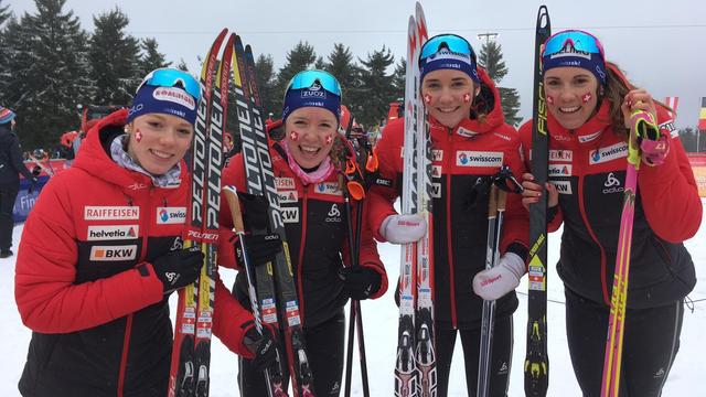 Nadja Kälin, Siri Wigger, Anja Weber et Anja Lozza ont réussi une sacrée performance. [Twitter/SwissSki]