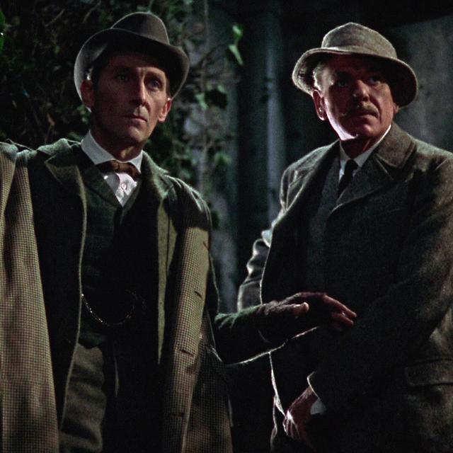 Peter Cushing et Andre Morell dans "Le chien des Baskerville" réalisé par Terence Fisher en 1959. [Hammer Film Production / Collection ChristopheL via AFP]