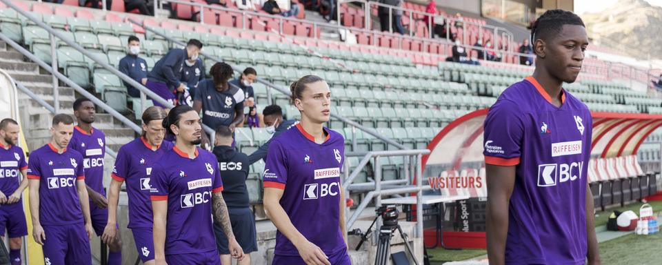 Les joueurs du FC Lausanne-Sport le 18.10.2020 à Tourbillon. [Keystone - Cyril Zingaro]