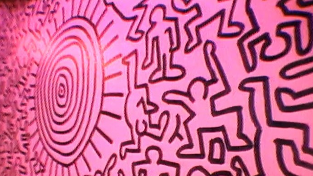 Oeuvre de Keith Haring réalisée au Montreux Jazz Festival de 1983