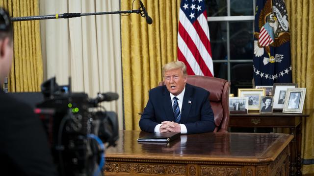 Donald Trump lors de son discours à la nation. [Keystone/AP - Doug Mills]