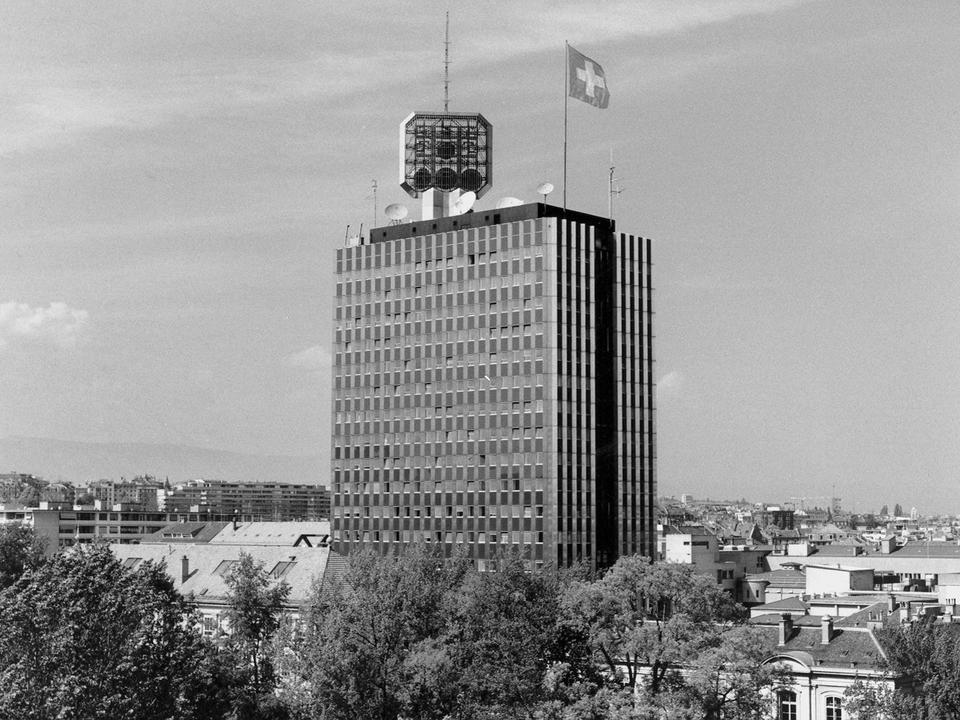 La tour de la télévision de Genève en 1980. [RTS]