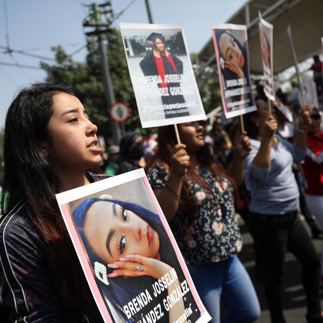 Manifestation pour demander la justice face aux féminicides au Mexique, le 15 février 2020 à Mexico. [EPA/ Keystone - Sashenka Gutierrez]