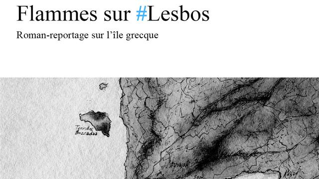 Couverture du livre "Flammes sur #Lesbos" de Thomas Epitaux-Fallot. [Autoédition]