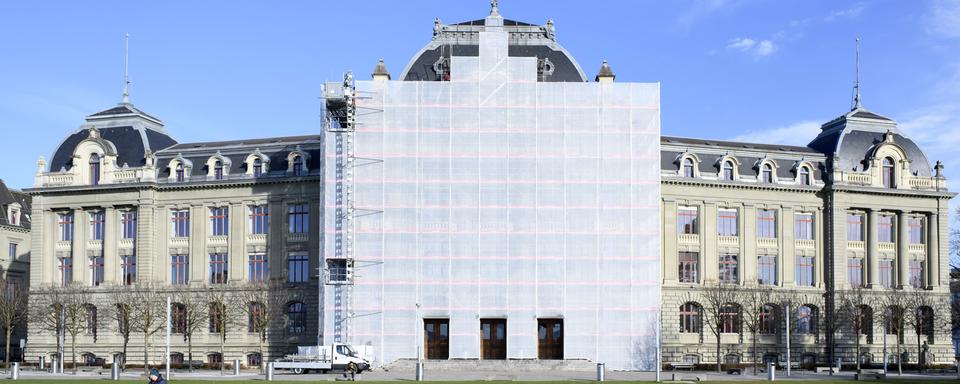 Un bâtiment de l'Université de Berne, photographié le 16 mars 2020. [Keystone - Anthony Anex]