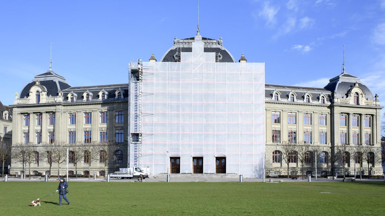 Un bâtiment de l'Université de Berne, photographié le 16 mars 2020. [Keystone - Anthony Anex]