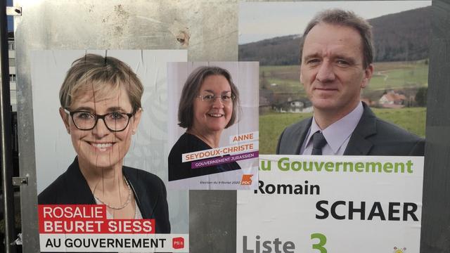 Trois candidats pour un siège au gouvernement jurassien. [RTS - Gaël Klein]