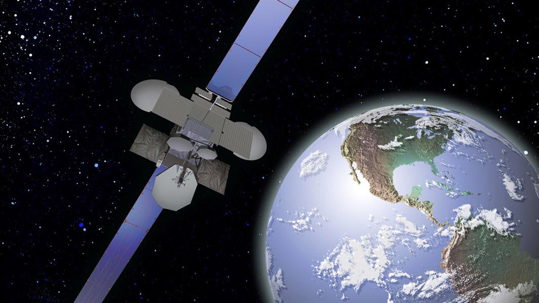 Une vue modelisée du satellite Spaceway 1 de Boeing. [www.boeing.com]