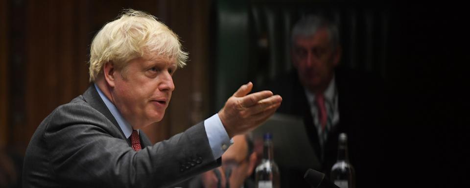 Le Premier ministre britannique Boris Johnson devant la Chambre des Communes à Londres. [Keystone/EPA/UK Parliament Handout - Jessica Taylor]