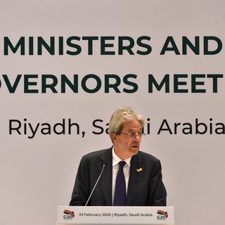 Paolo Gentiloni lors de la rencontre des ministres des finances du G20 à Riyad. [AFP - Fayez Nureldine]