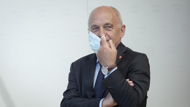 Ueli Maurer photographié le 25 août 2020 à Vienne lors d'une conférence de presse. [Keystone - Christian Bruna]