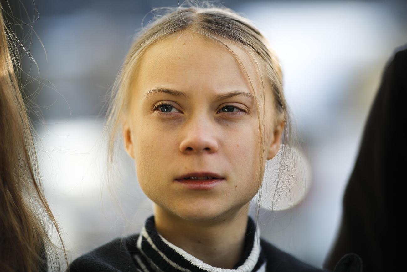 Greta Thunberg à Davos. [Keystone - AP Photo/Markus Schreiber]