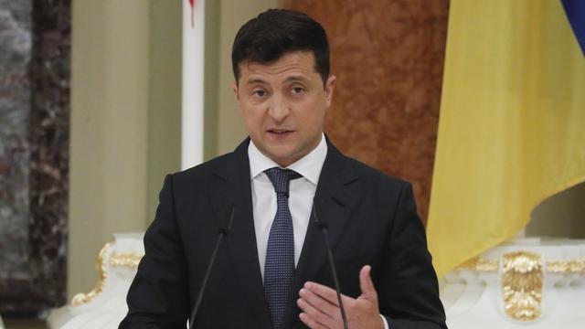 Le président ukrainien Volodymyr Zelensky. [EPA/Keystone - Sergey Dolzheno]