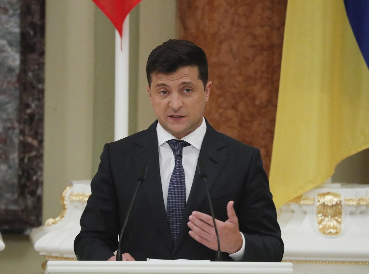 Le président ukrainien Volodymyr Zelensky. [EPA/Keystone - Sergey Dolzheno]